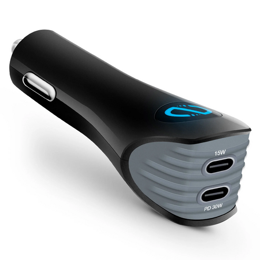 Naztech Turbo 30W USB-C PD + USB-C Car Charger Black Universal BLACK