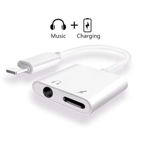 MH030 Lightning to Charge and Aux 3.5 Audio Adapter for Apple - White White