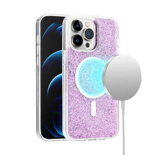 For iPhone 15 Epoxy Glitter 2.5mm Thick Case Cover - Light Purple