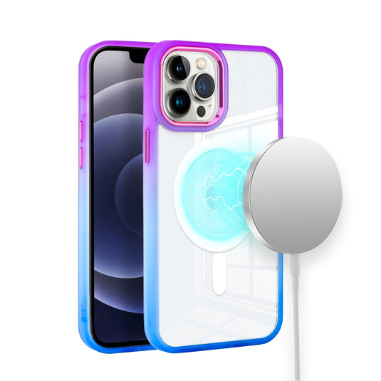 For iPhone 15 Pro Max / Ultra Radiant Two Tone Thick Transparent Hybrid Cover Case - Purple/Blue