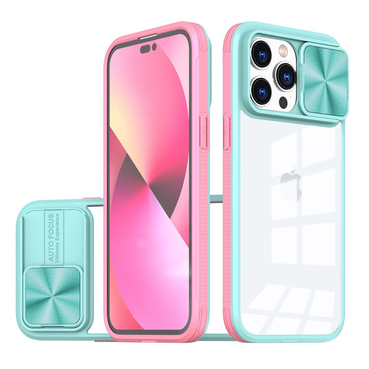 For iPhone 15 Fusion Transparent Clear Hybrid Case Cover - Pink/Blue