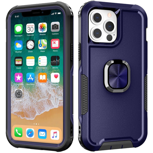 For iPhone 12 & iPhone 12 Pro Superior 3in1 Magnetic Ring Stand Case Cover - Blue