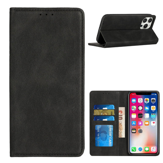 For Samsung S23 Ultra Wallet Premium PU Vegan Leather ID Card Money Holder with Magnetic Closure - Black