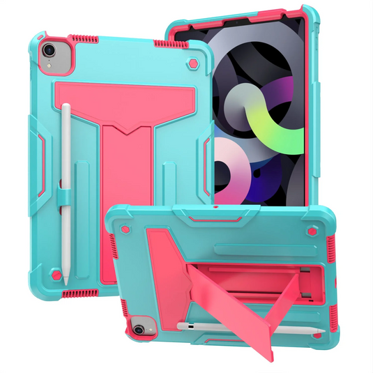 For Apple iPad Air 4 / iPad Air 5 / iPad Pro 11 inch 3in1 Tablet Vertical 3in1 Tough Hybrid Kickstand - Teal/Hot Pink Apple iPad Air 5/4/iPad Pro 11 inch Teal / Hot Pink