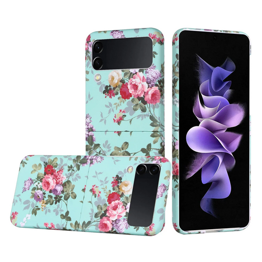 For Samsung Galaxy Z Flip 4 Bliss Floral Solid Design Hybrid Cover Case - Floral I Samsung Galaxy Z Flip 4 I