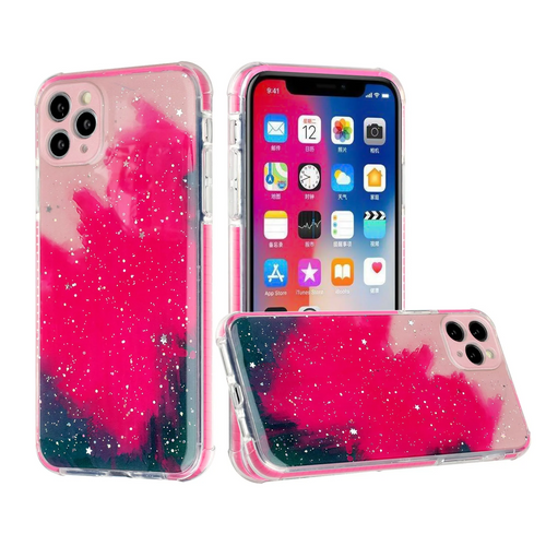 For iPhone 12 Pro Max 6.7 HOLI Colorful Epoxy Glitter Hybrid TPU Case Cover - B Apple iPhone 12 Pro Max 6.7 B