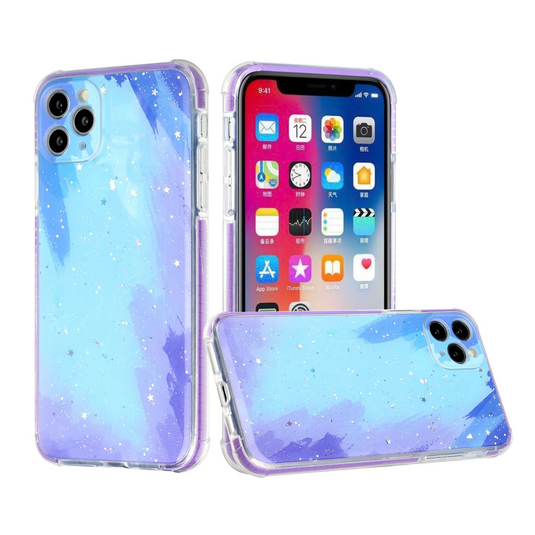 For iPhone 12 Pro Max 6.7 HOLI Colorful Epoxy Glitter Hybrid TPU Case Cover - C Apple iPhone 12 Pro Max 6.7 C