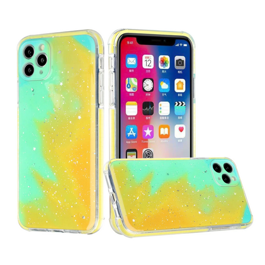 For iPhone 12 Pro Max 6.7 HOLI Colorful Epoxy Glitter Hybrid TPU Case Cover - E Apple iPhone 12 Pro Max 6.7 E