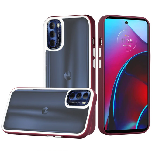 For Motorola Moto G Stylus 2022 High Quality Transparent Colored Bumper Hybrid Case Cover - Burgundy Motorola G STYLUS (2022) 4G LTE Burgundy