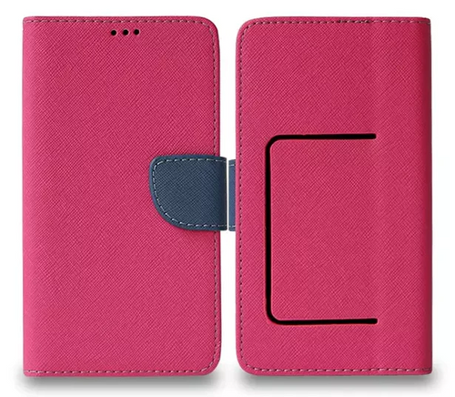 Universal Leather Flip Wallet for XL (4.9) - Hot Pink XL (4.9) Hot Pink